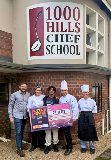 1000 Hills Chef School team celebrating Chef Arhan Ramchurran's second place win at the Unilever Chef of the Year competition