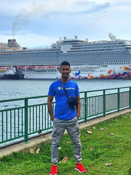 1000 Hills Chef School graduate Jared Pillay in Singapore, working aboard The Genting Dream cruise liner